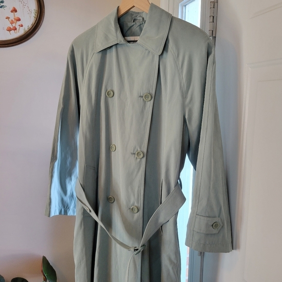 London Fog Mint Green Soft Longsleeve Belted Business Trench Coat, Size‎ 12P - Picture 4 of 12